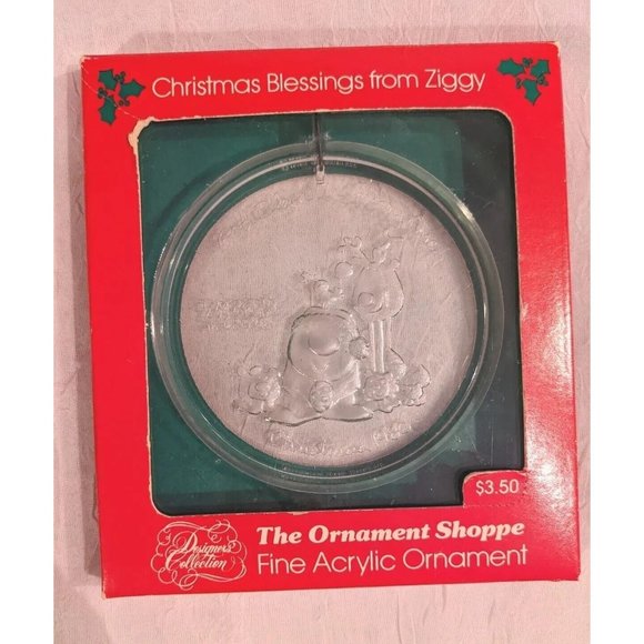 Vtg 1980 Ziggy Christmas Ornament Shoppe Blessings From Clear Acrylic 80s Retro - Picture 5 of 15